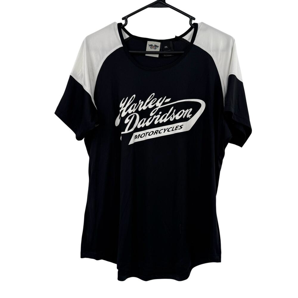 Harley Davidson Size 2XL Short Sleeve T-Shirt Tee Top Blouse Black White Logo